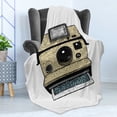 thumbnail image 4 of Camera Soft Flannel Fleece Blanket, Vintage Photo Machine Instant Images Old Looking Retro Lens Design Print, Cozy Plush for Indoor and Outdoor Use, 50" x 70", White Beige and Black, by Ambesonne, 4 of 5