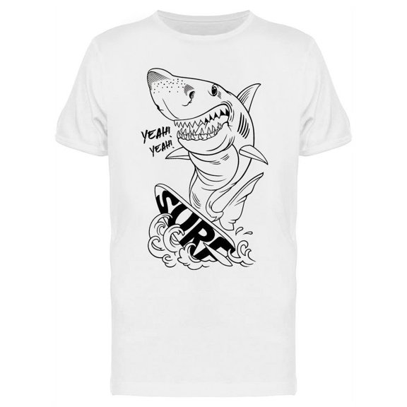 Shark On A Surfboard T-Shirt Men -Image by Shutterstock, Male Large