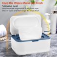 thumbnail image 4 of Wipes Dispenser with 2Pcs Portable Refillable Wipe Holder,Reusable Large Wipe Holder Box Flushable Wipes Case Bathroom Wipes Container for Pet Nursery Kitchen Office Counter(White-Blue), 4 of 7
