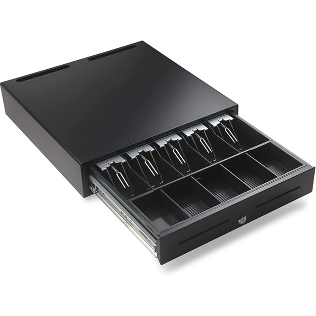 Syson 18” Heavy Duty Cash Drawer Cash Register Money Till POS Cash Drawer Box, Removable Coin Tray, 5 Bill/5 Coin Key Lock Great for Retail and Restaurant
