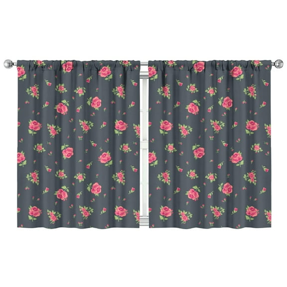 Floral Blackout Curtains 42x54 Inch 2 Panels, Rod Pocket Drapes for Bedroom and Living Room with Soft Botanical Print