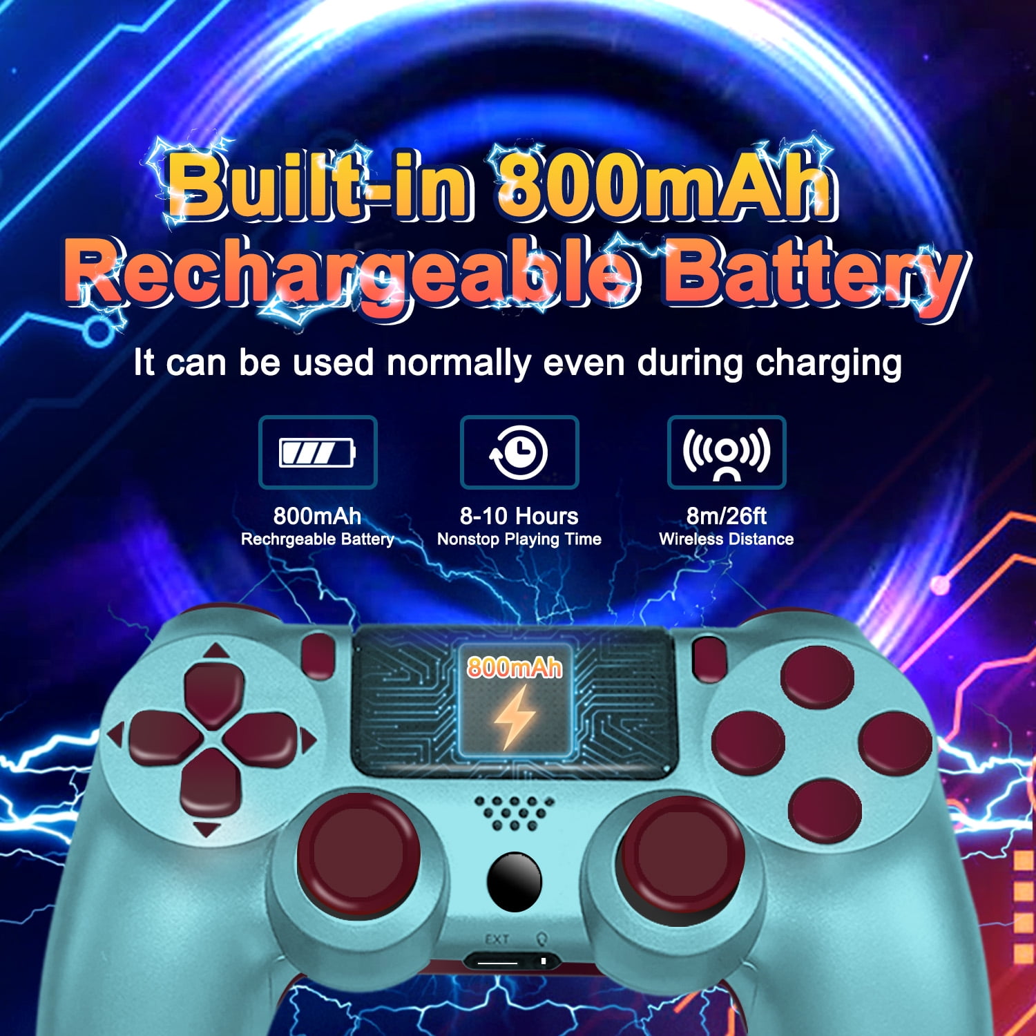 INFISU 2 Packs Wireless Controller for P4,Bluetooth P4 Controller Remote,Rechargeable Gamepad Compatible with P4/Slim/Pro,with Double Shock/Audio/Six-Axis Motion Sensor