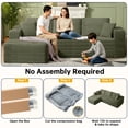 thumbnail image 2 of Pingliang Home 102" L-Shaped Sectional Sofa with Chaise and 2 Throw Pillows,Boneless Couch Comfy Corduroy Fluffy 3 Seater Couch with 2 Cup Holders for Living Room,Apartment,Office,No Assembly,Green, 2 of 11