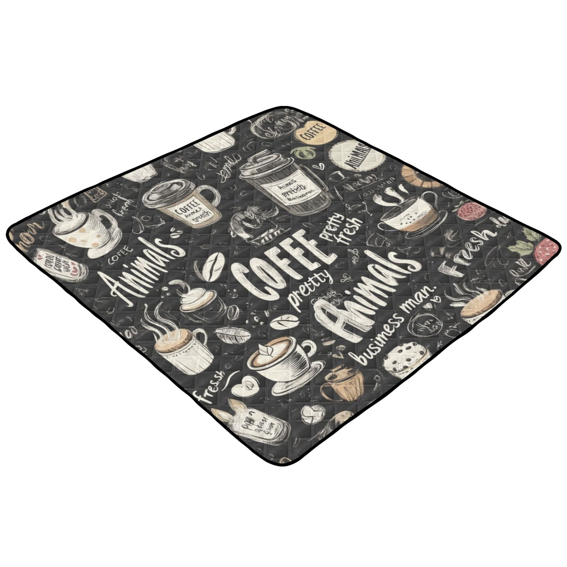 WOBOGO Coffee Picture Baby Playmats Extra Large Waterproof Rollable Activity Pads for Toddlers 50×50inch