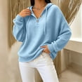 thumbnail image 6 of Lumosvexa Women No Hat V-Neck Hoodies for Women Relaxed Fit Plain Sweatshirts Long Sleeved Pullover Light Blue Size M, 6 of 8