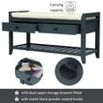 thumbnail image 3 of Shoe Rack Storage Bench With Cushioned Seat & 2 Sliding Drawers, Multipurpose Entryway Hallway Bench (Antique Navy), 3 of 8