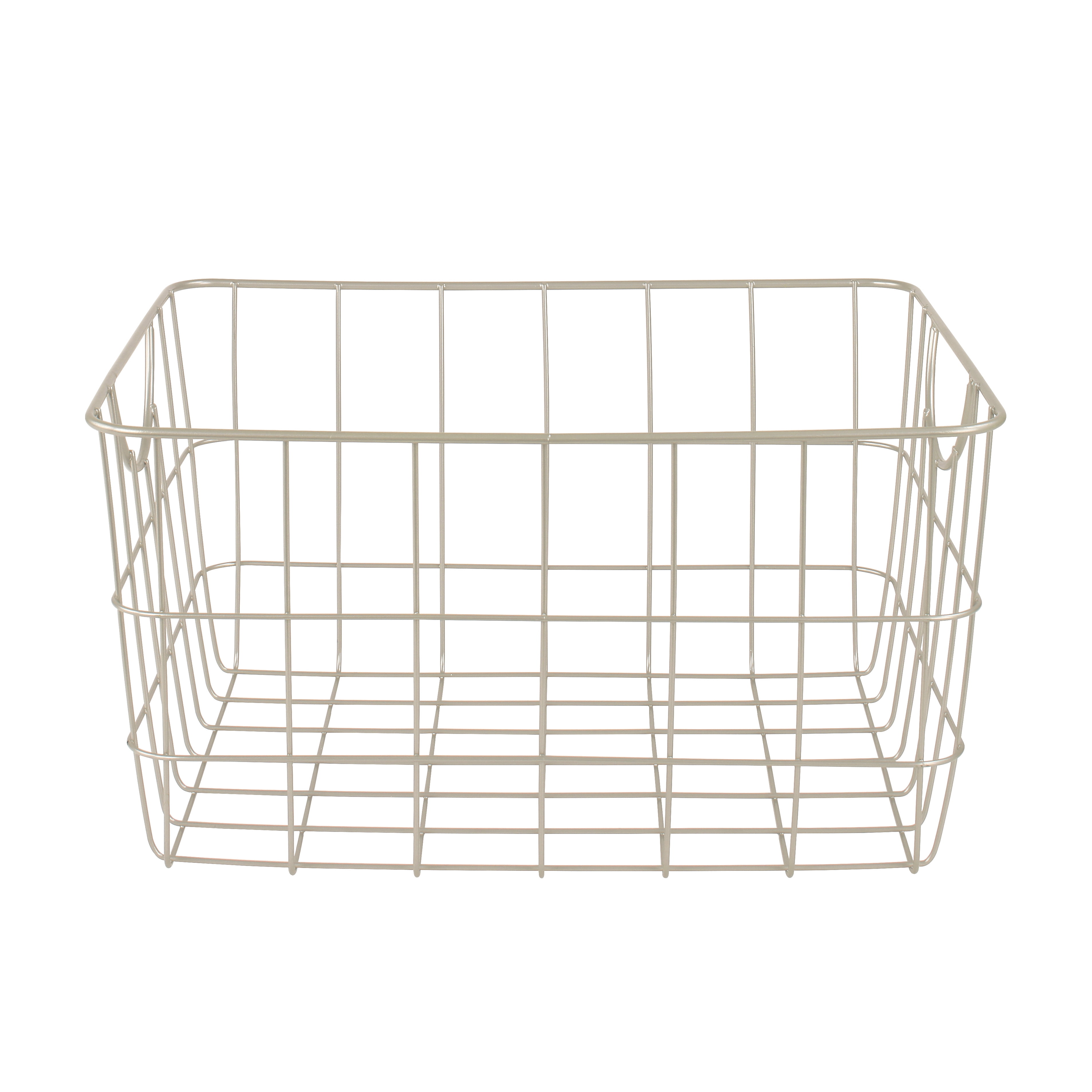 Spectrum Diversified Steel Utility Wire Storage Basket with Curved Easy Grab Handles, Satin Nickel