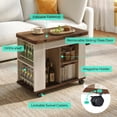 thumbnail image 5 of Folding Top End Table with Storage, Rolling Side Table for Living Room, 5 of 8