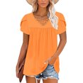 thumbnail image 4 of Jalioing Women's Shirts Pleated Flowy Cross V Neck Tunic Blouses Trendy Loose Short Sleeve Tops Summer Outfits, 4 of 7