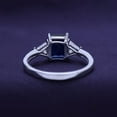 thumbnail image 3 of AFFY Emerald Cut Blue Sapphire & Trillion White Topaz Ring for Women 14K White Gold over Silver-4.5, 3 of 6
