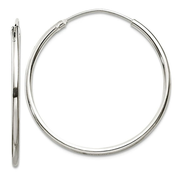 925 Sterling Silver Hinged Polished Hollow tube 1.3mm Hoop Earrings 26x26mm Wide 1.3mm Thick Hoop Earring for Women