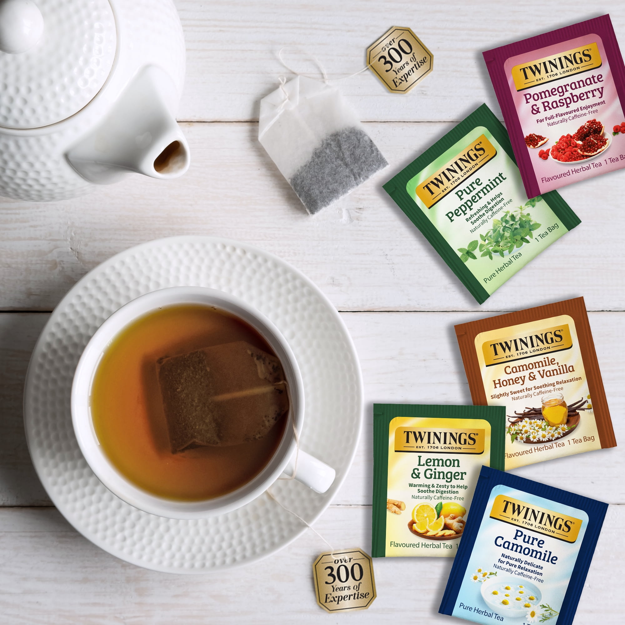 (4 pack) Twinings Herbal Tea Bags Variety Pack, 4 Flavors, Naturally Caffeine Free, 20 Count