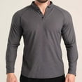 thumbnail image 4 of Stamzod Mens Shirts Summer Solid Color Crewneck Slim Fit Stretch Gym Shirts Activewear Casual Athletic Running Long Sleeve Shirts for Men Dark Gray XL, 4 of 7