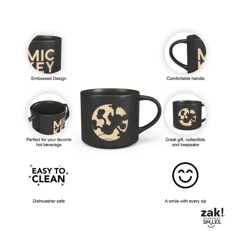 Zak Designs Ceramic Modern Mug Disney Mickey Mouse 15 oz Capacity Coffee Cup, Set of 2, Size: 3.9 inch x 5.44 inch x 3.36 inch