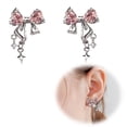 thumbnail image 1 of Earrings Women Bow Earrings Rhinestone Bow Tassel Earrings for Women Girls Long Statement Dangle Earrings Lightweight Gold Silver Bow Earrings Ribbon Earrings Jewelry, 1 of 7
