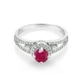 thumbnail image 2 of Gem Stone King 925 Sterling Silver Red Ruby Engagement Ring for Women (1.49 Cttw, Round 5MM, Gemstone July Birthstone, Size 6), 2 of 4