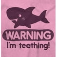 thumbnail image 3 of Warning I'm Teething Funny Shark Romper Boys or Girls Infant Baby Brisco Brands 12M, 3 of 6