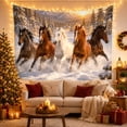 thumbnail image 3 of Horses Galloping in Snowy Mountain Landscape, Energetic Rustic Wall Art for Nature Lovers, Wintry Wildlife Decor, Housewarming Gift Tapestry Wall Hanging for Bedroom, Living Room and Dorm, 3 of 7