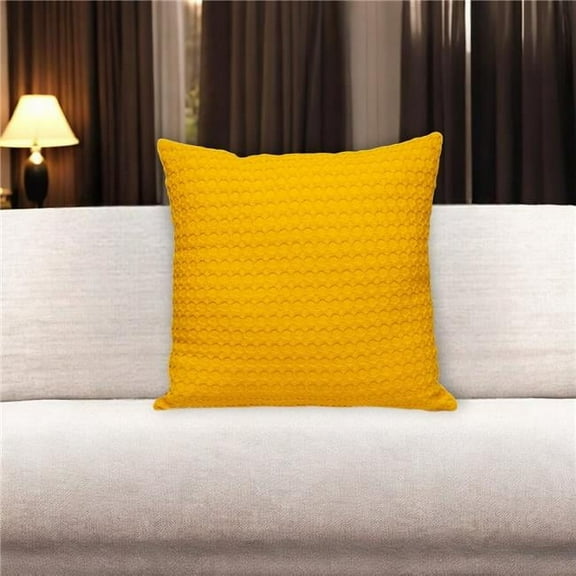HomeRoots 529311 20 in. Yellow Cotton Throw Pillow with Texture