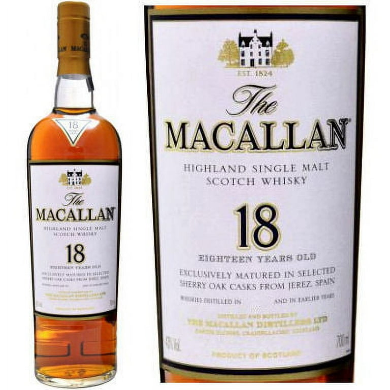 The Macallan Sherry Oak Cask Single Malt Scotch Aged 18 YR