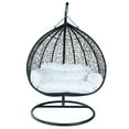 thumbnail image 4 of LeisureMod Hanging Swing Chair Two-Person Seater Teardrop Design Weave Pattern in Black Stainless Steel Frame with Removable Cushion for Indoor and Outdoor Recluse Collection in White, 4 of 10