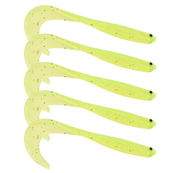 5-Pack of Glow Green Soft Fishing Lures – Realistic Movement for Freshwater and Saltwater Species, Durable TPE Material, Perfect for Bass, Trout, and More!