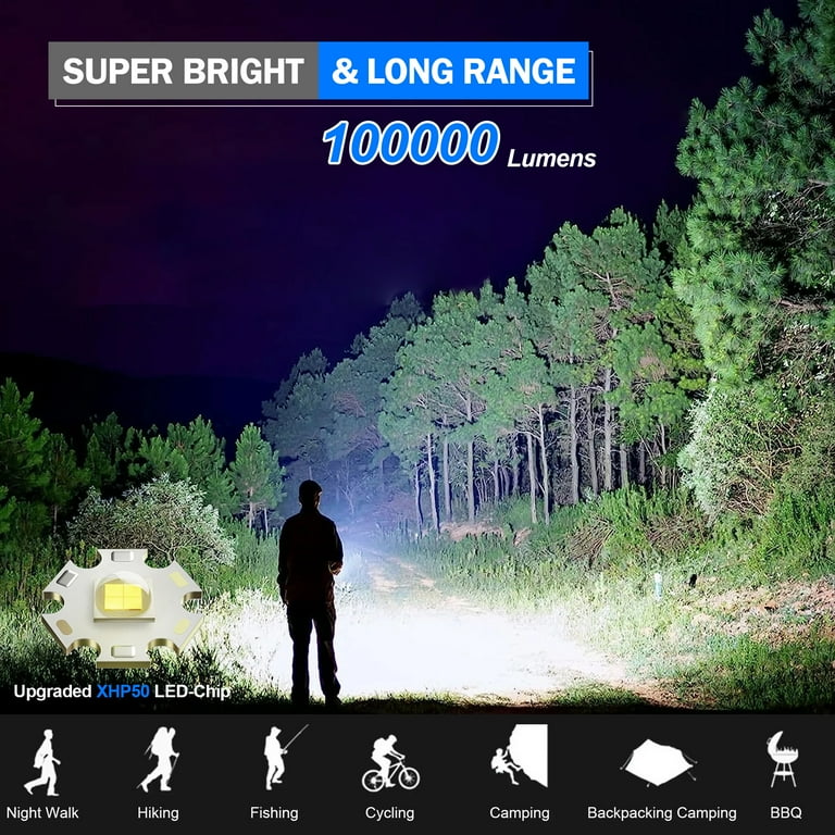 Sinway 100000 Lumens Tactical Flashlight, Rechargeable, 5