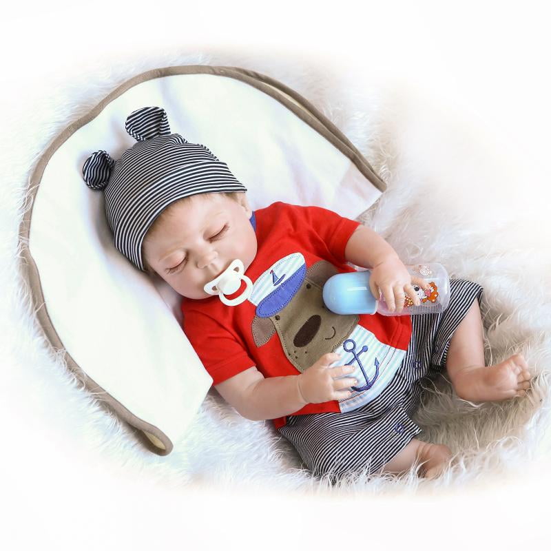 23'' Full Vinyl Silicone Reborn Baby Boy Dolls Kits Handmade Newborn Toys Gifts 
