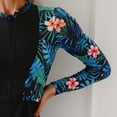 thumbnail image 4 of HOMBOM Rash Guard Swimsuit for Women Two Piece Long Sleeve Swim Dress with Leggings Green Floral Modest Ladies Swimwear Surfing, 4 of 7
