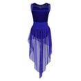 thumbnail image 3 of iEFiEL Girls Sleeveless Splice Open Back High-low Hem Ballet Dance Gymnastics Leotard Dress Blue 12, 3 of 7