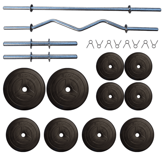 Kit Maestro(a) Barra Z + Barra Recta + Mancuernas +10 Discos Sady Sport SadyKitMaestro