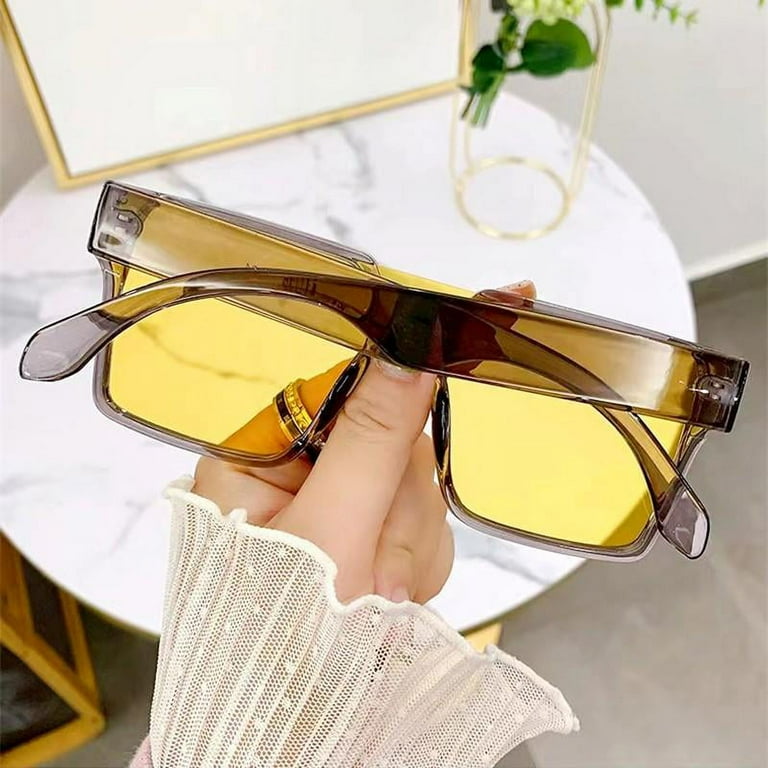 Yuanou 2023 Fashion Oversized Square One Piece Sunglasses Women Men Retro Mirror Lens Eyewear Shades Uv400 Protection Punk Sun Glasses
