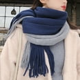 thumbnail image 6 of Scarf for Women Lined Knit Wraps Soft Knitted Scarf Cold Weather Long Scarvesthick Warm Long Shawl Women's Fashion Scarves Blue One Size, 6 of 8