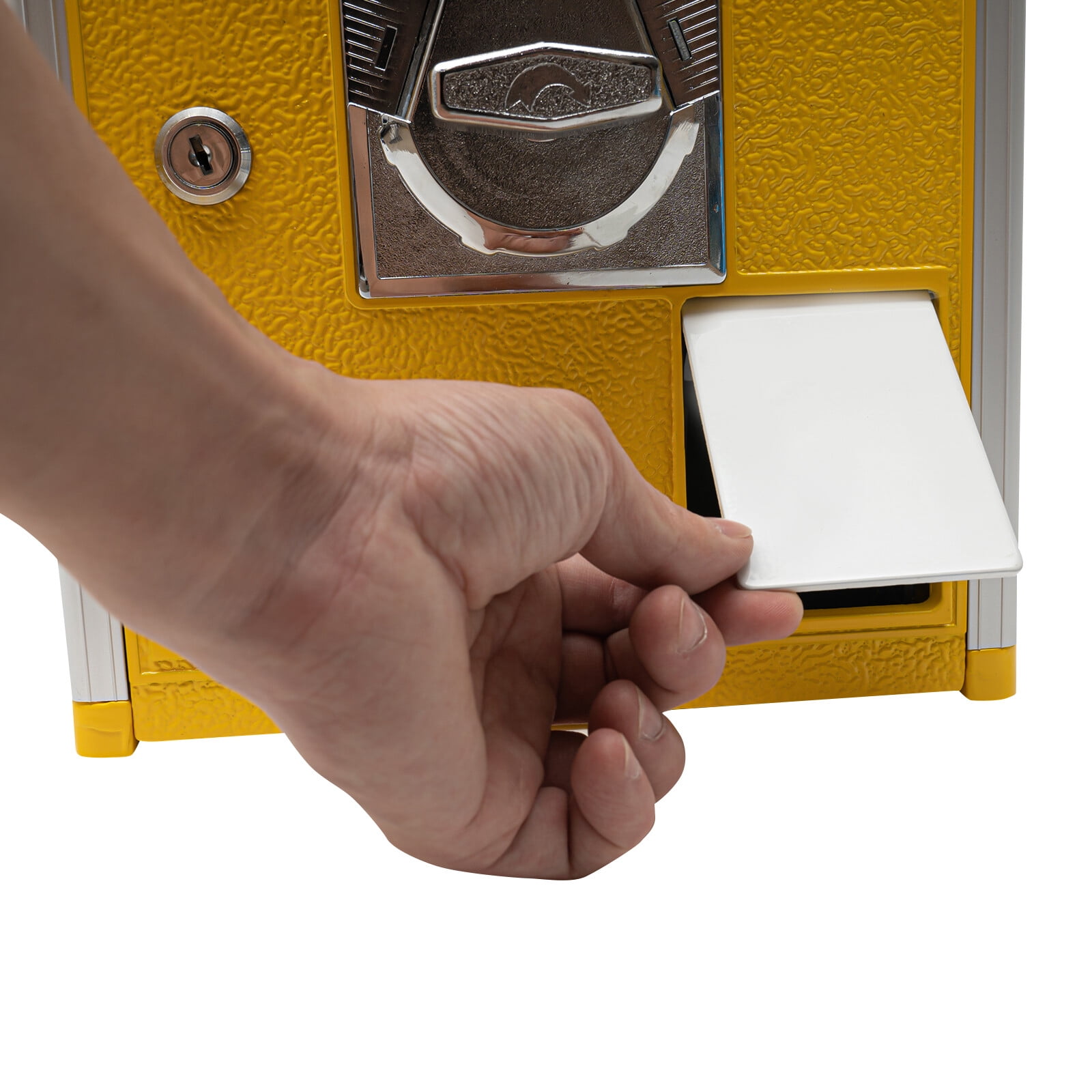Yellow Commercial Gumball Candy Bulk Vending Machine with Removable Canisters Dispenser Coin Bank Capacity 800 Coins 11.42*10.24*20.87 in for Game Stores, Retail Stores, and Amusement Parks