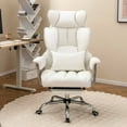 thumbnail image 2 of Costway Office Desk Chair Big and Tall Executive Office Chair with Footrest Lumbar Support White, 2 of 10