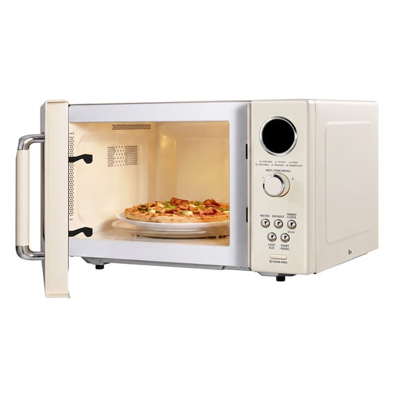 COMFEE' Retro Microwave Oven, Small Microwave with 6 Auto Menus, 0.9 cu.ft Countertop Compact Microwave with Multi-stage Cooking, Mute Function, LED digital, Apricot/900W, CMO-MMP02AA(AT)
