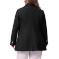 thumbnail image 3 of Agnes Orinda Women's Plus Size Coat Notch Double-Breasted Lapel Jacket Outwear Word Casual Coats with Pockets 1X Black, 3 of 6