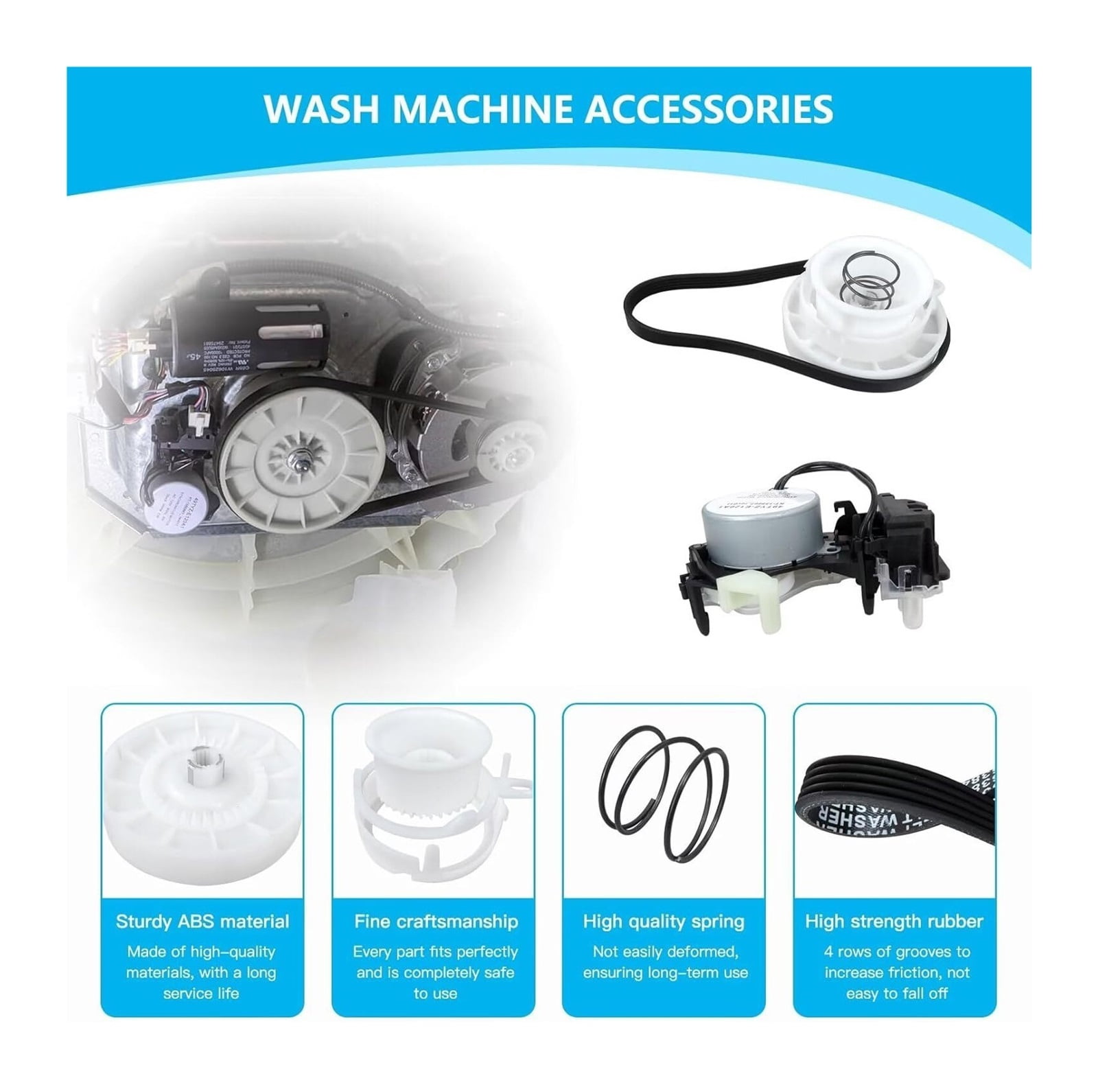 MPXBM W10913953 W10721967 W10006384 Washer Shift Actuator + Pulley Clutch Kit + Drive Belt Fit for Amana NTW4516FW1, NTW4516FW3, NTW4516FW2, NTW4519JW0, NTW4519JW1, NTW4605EW1