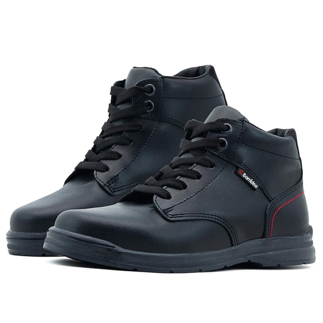 Zapato Escolar Piel Negro Bambino® Plantilla Botón Impacto negro 18.5