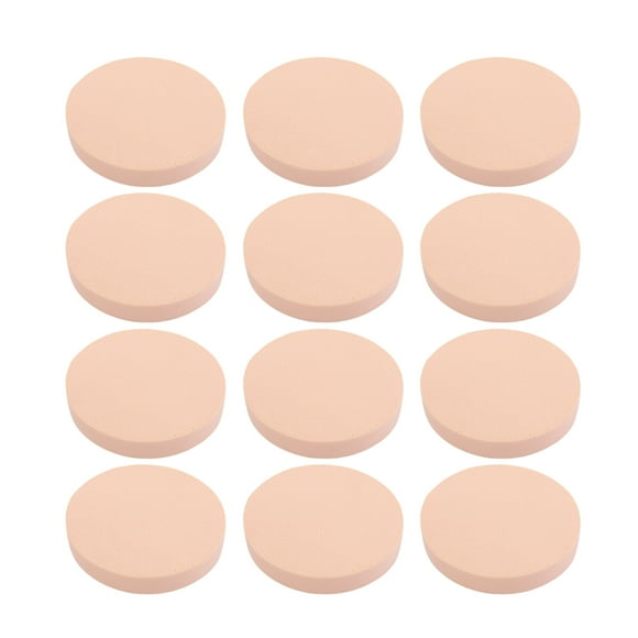 12pcs Esponjas faciales de maquillaje de belleza Hojaldre Cuadrado redondo Color de piel Puff seco y húmedo Puff cosmético en polvo (Tamaño grande, Color de piel)