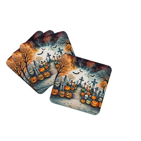 

0.15 x 3.5 x 3.5 in. Day of the Dead Spooky Halloween Foam Coasters Set of 4