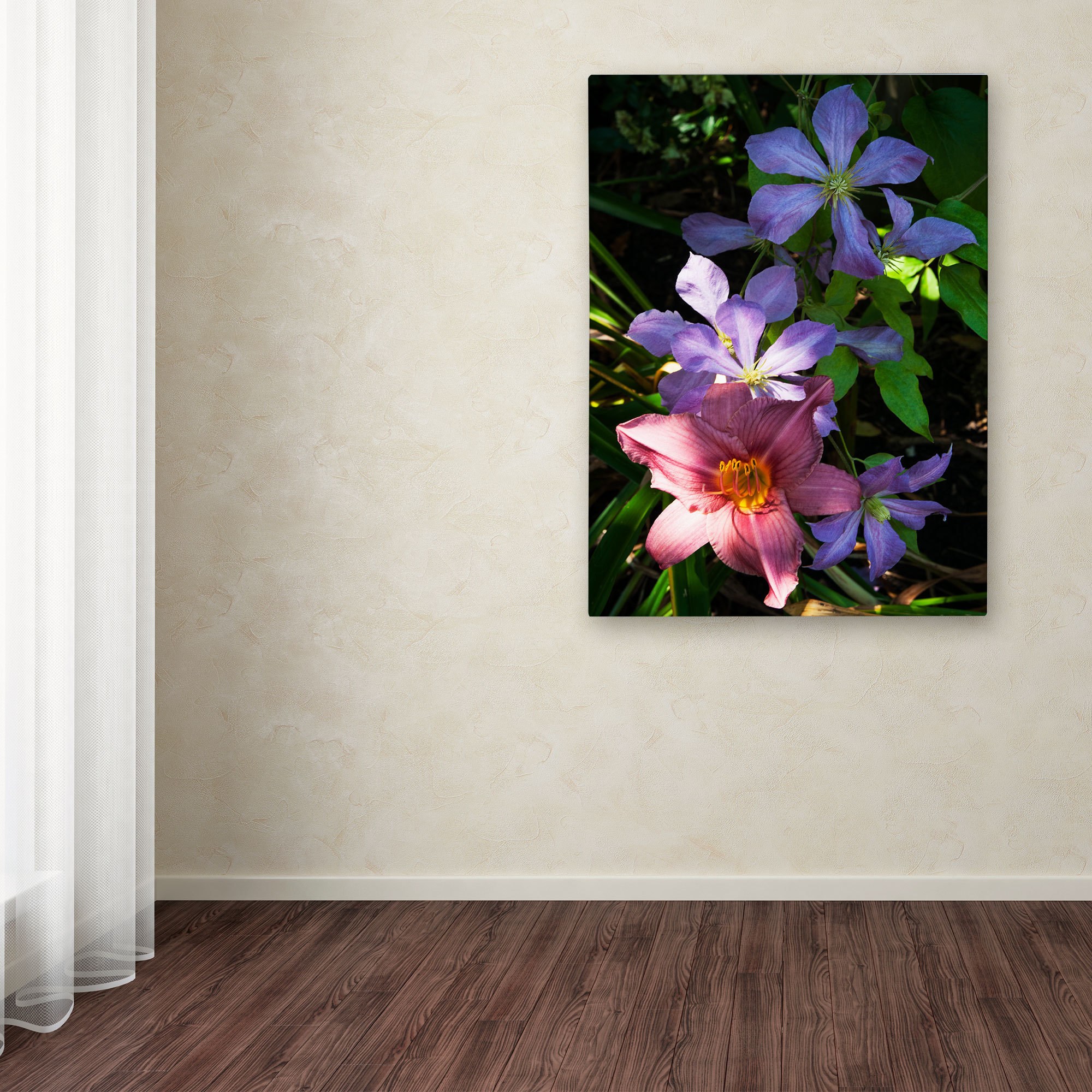 Trademark Fine Art "Clematis and Lily" Canvas Art by Kurt Shaffer