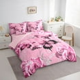 thumbnail image 3 of Homewish Floral Rose Butterfly Girl 7-Piece Twin Bedding Sets,Dreamy Princess Bedding Comforter Set,Chic Flowers Breathable Sheet Sets,Microfiber Bedroom Decor,Reversible, 3 of 8