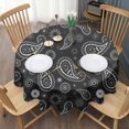 thumbnail image 3 of Black Paisley and Floral Pattern Round Tablecloth 60"x60",Wrinkle Wipeable Table Cloth for Kitchen Dining Room Picnic Patio Party, 3 of 6