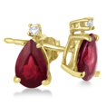 thumbnail image 1 of Diamond and Pear Ruby Teardrop Earrings 14K Yellow Gold (0.72tcw), 1 of 1