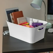 (6 pack) Mainstays Medium Open Plastic Storage Bin with Handles, White