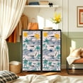 thumbnail image 6 of 4 Drawer Vertical Storage Dresser Beach ocean palm tree big wave sun hand drawn style light beige color with Wood Top Fabric Pull Drawers, 6 of 8