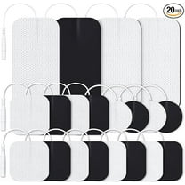 AUVON TENS Unit Replacement Pads Combination Set, 20 Packs Multiple Sizes Electrodes for TENS Unit, Reusable and Latex Free Pigtail TENS Pads for Multiple Pain Relief (2mm Connector)