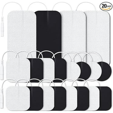 AUVON TENS Unit Replacement Pads Combination Set, 20 Packs Multiple Sizes Electrodes for TENS Unit, Reusable and Latex Free Pigtail TENS Pads for Multiple Pain Relief (2mm Connector)
