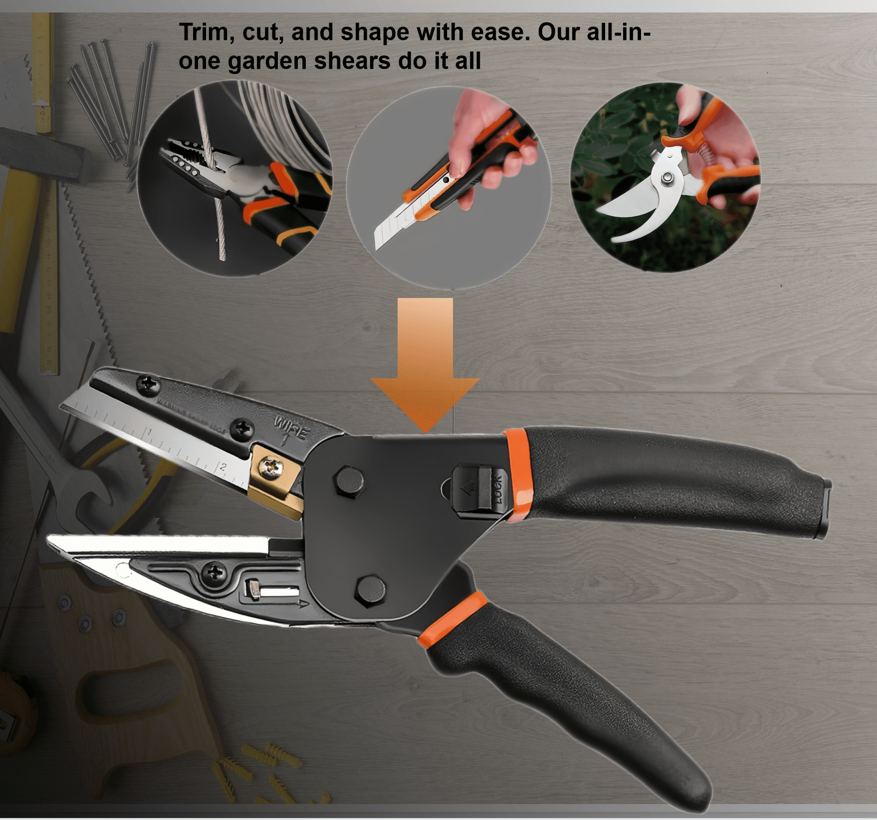 Multipurpose Heavy Duty Scissors All Purpose Utility Industrial Scissors Cutter with Safety Lock, Non-slip Handle, and Thread Trimming - Perfect for Soft Pipe, Fibre, Wood, Iron Wire, Box